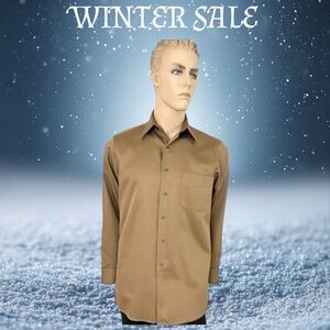 Geoffrey Beene Men's Dress Shirt { Medium : 15 - 32 / 33 } Coffee or  Beaver
